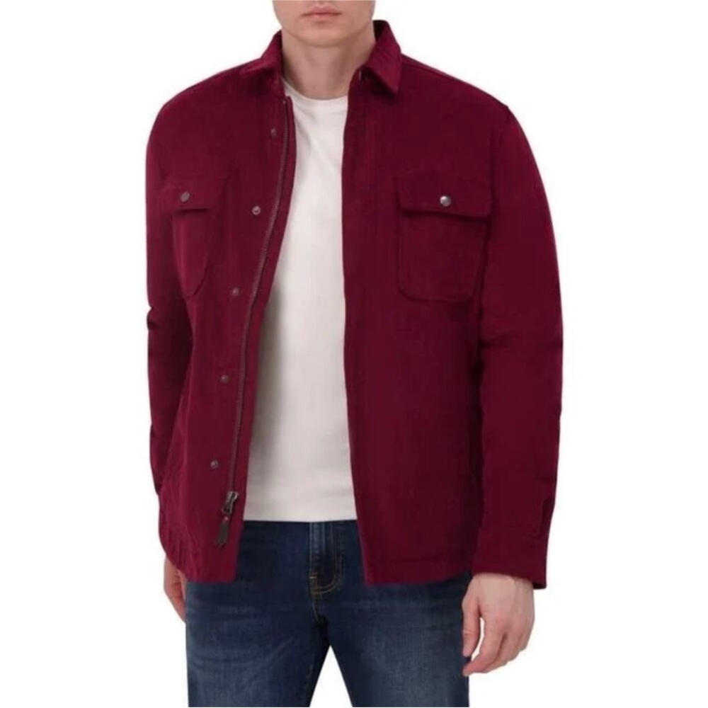 NWT Robert Graham Corduroy Jacket Burgundy Mens Zip Snap Quilt Lined Cotton M